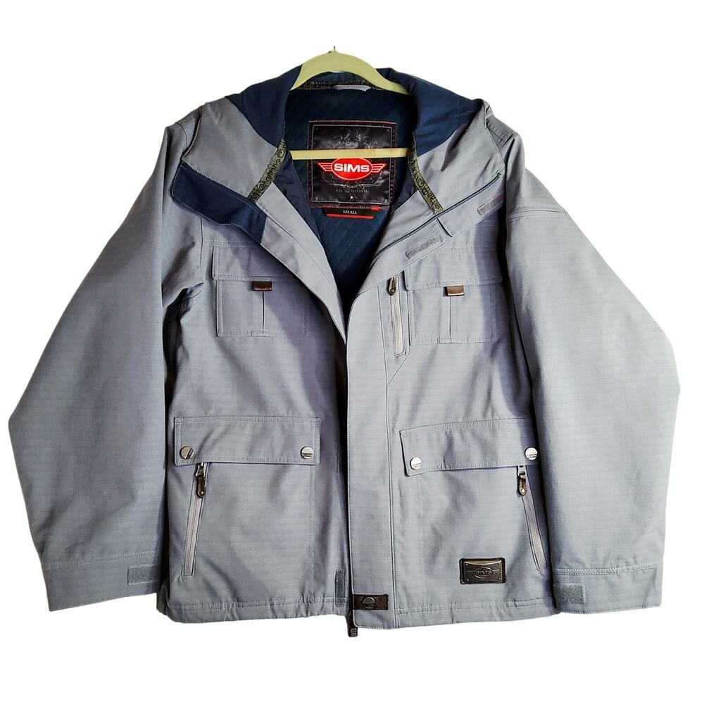 SIMS Men's Gray SzSm Snowboarding Skiing jackets w hoodie WellLoved Pls See Pics